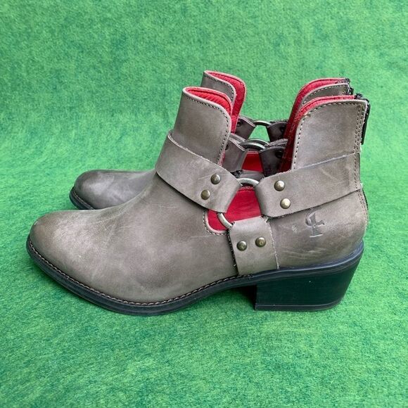 Ferrini 9 Gray Silver Crush Round Toe Ankle Boots Booties - Picture 5 of 10